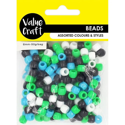 Assorted Colours Plastic Pony Beads (available in 2 varieties)